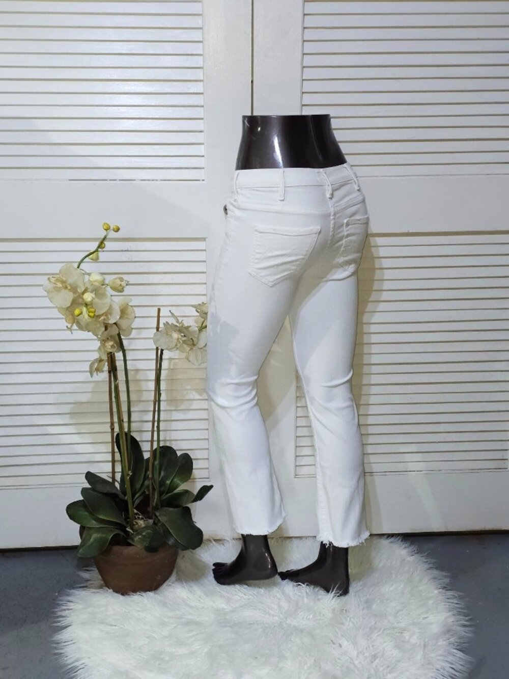 Mother Women's White Denim The Hustler Ankle Fray Jeans Size 24 2606